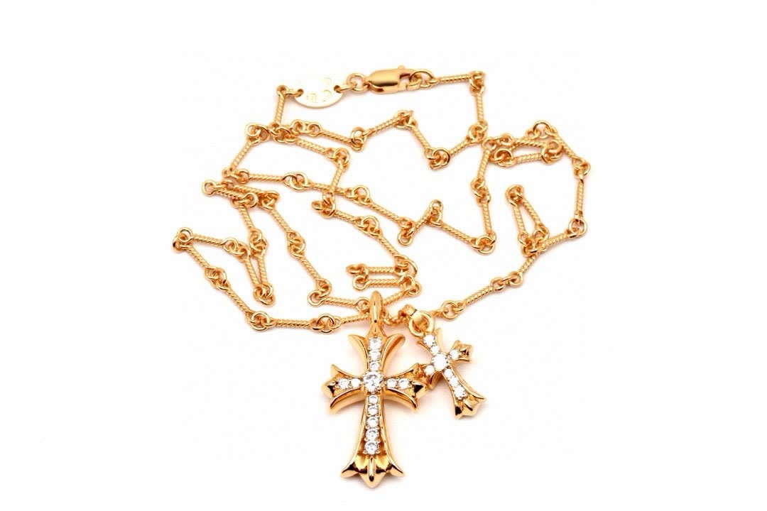 Chrome Hearts Gold Cross Pendant Necklace